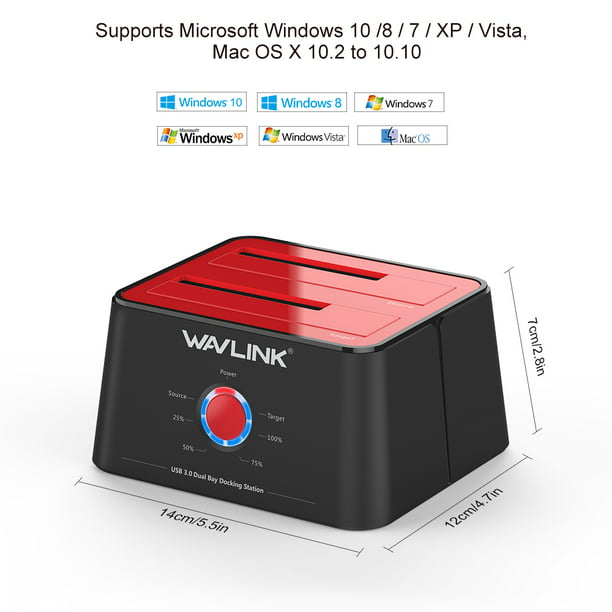 Docking Station USB 3.0 to SATA,Wavlink Bay External Hard Dock with Offline Clone/Backup Function 2.5 / 3.5 Inch HDD SSD SATAⅠ/Ⅱ/Ⅲ Support 2x 8TB and UASP - Walmart.com