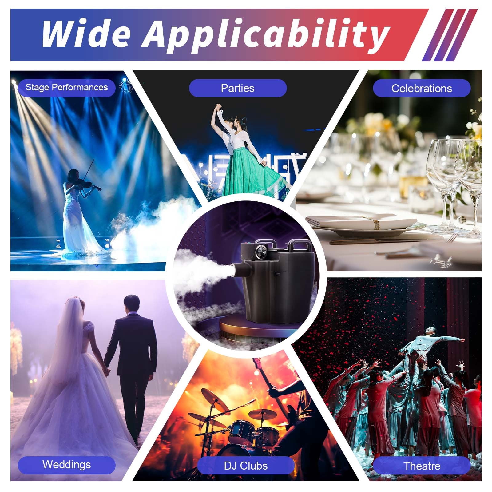 3500W Dry Ice Fog Machine, 110V Low Lying Smoke Fog Machine with Tube and Large Nozzle Jumbo Smoke Machine for Indoor Outdoor Stage Wedding Party Club DJ Stage Dry Ice Effect Fogger Machine