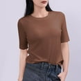 thumbnail image 2 of Admvng Tops For Women Trendy Casual Solid Color 1/2 Sleeve Round-Neck T-shirt Home Blouses M-2XL, 2 of 5
