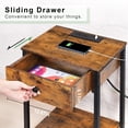 thumbnail image 6 of Oumilen Adult Nightstand End Table with Charging Station, USB Ports, Drawer and Storage Shelf, Rustic Brown, 6 of 7