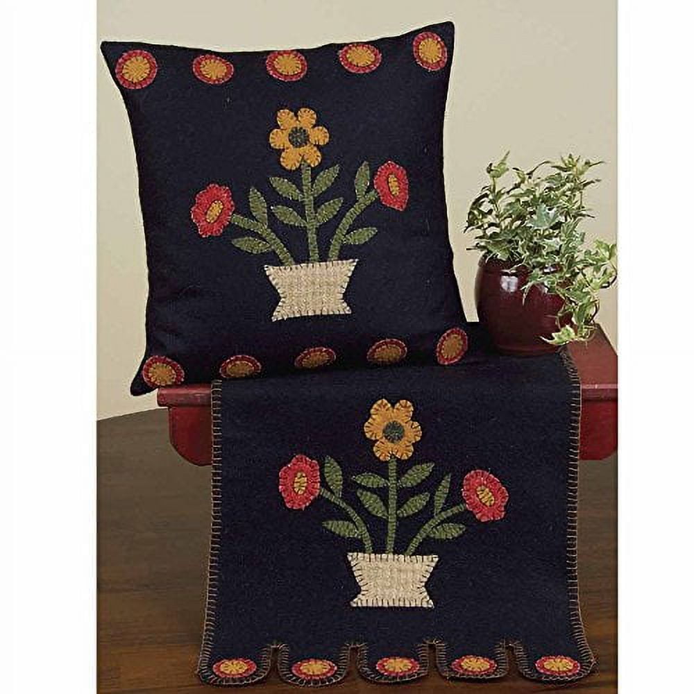 Home Collection by Raghu Blooms Black Table Runner, 18" x 18