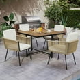 thumbnail image 2 of Spaco 5 Pieces Patio Dining Set with Acacia Wood Tabletop, Patio Furniture Set for Patio, Garden, Backyard, Light Brown, 2 of 13