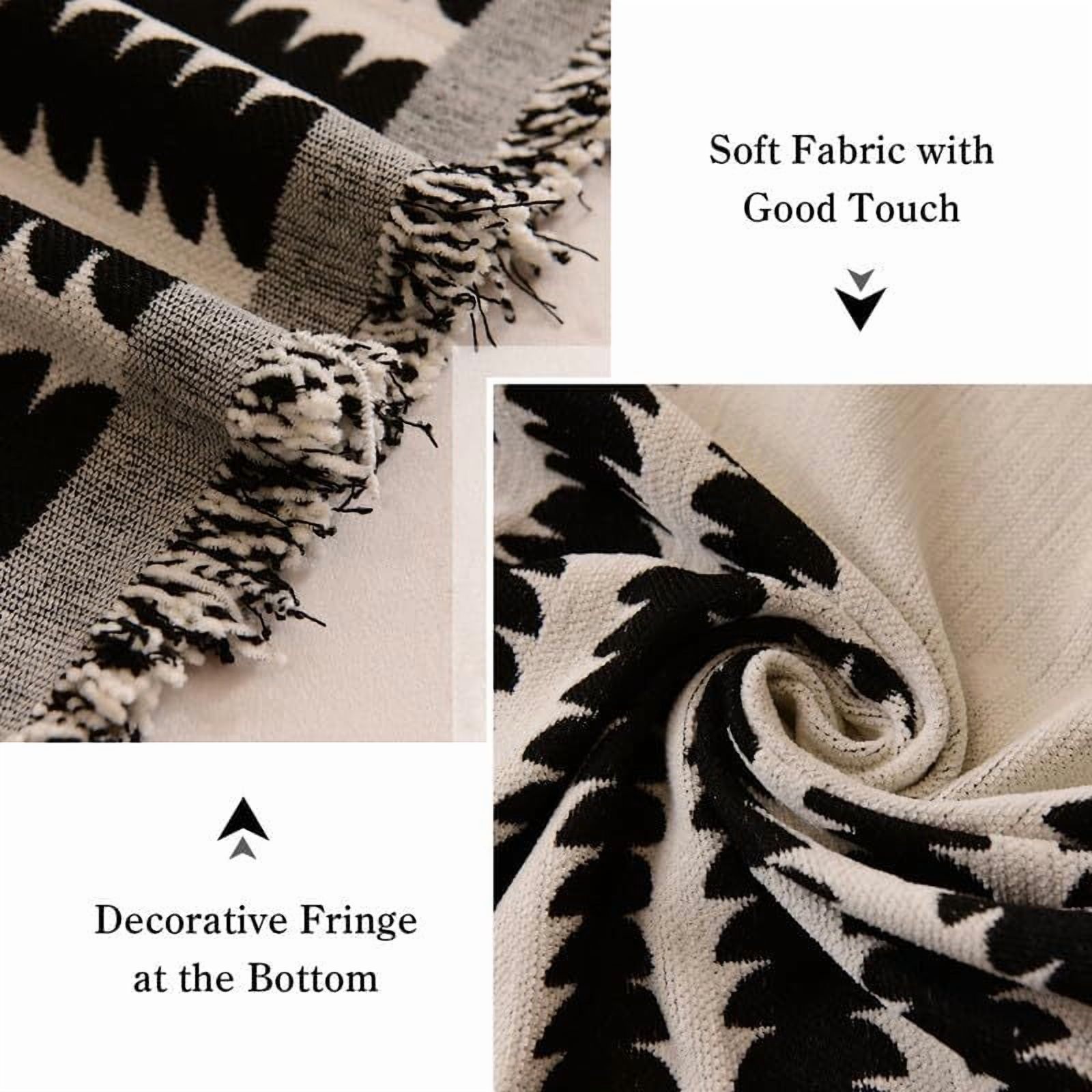 Eurhowing Boho Couch Cover for 4 Cushion Couch, Chenille Sofa Cover Blanket with a Pillowcase, Anti-Slip Tassel Sofa Slipcover for Pet, (71'' x 149'', Black)