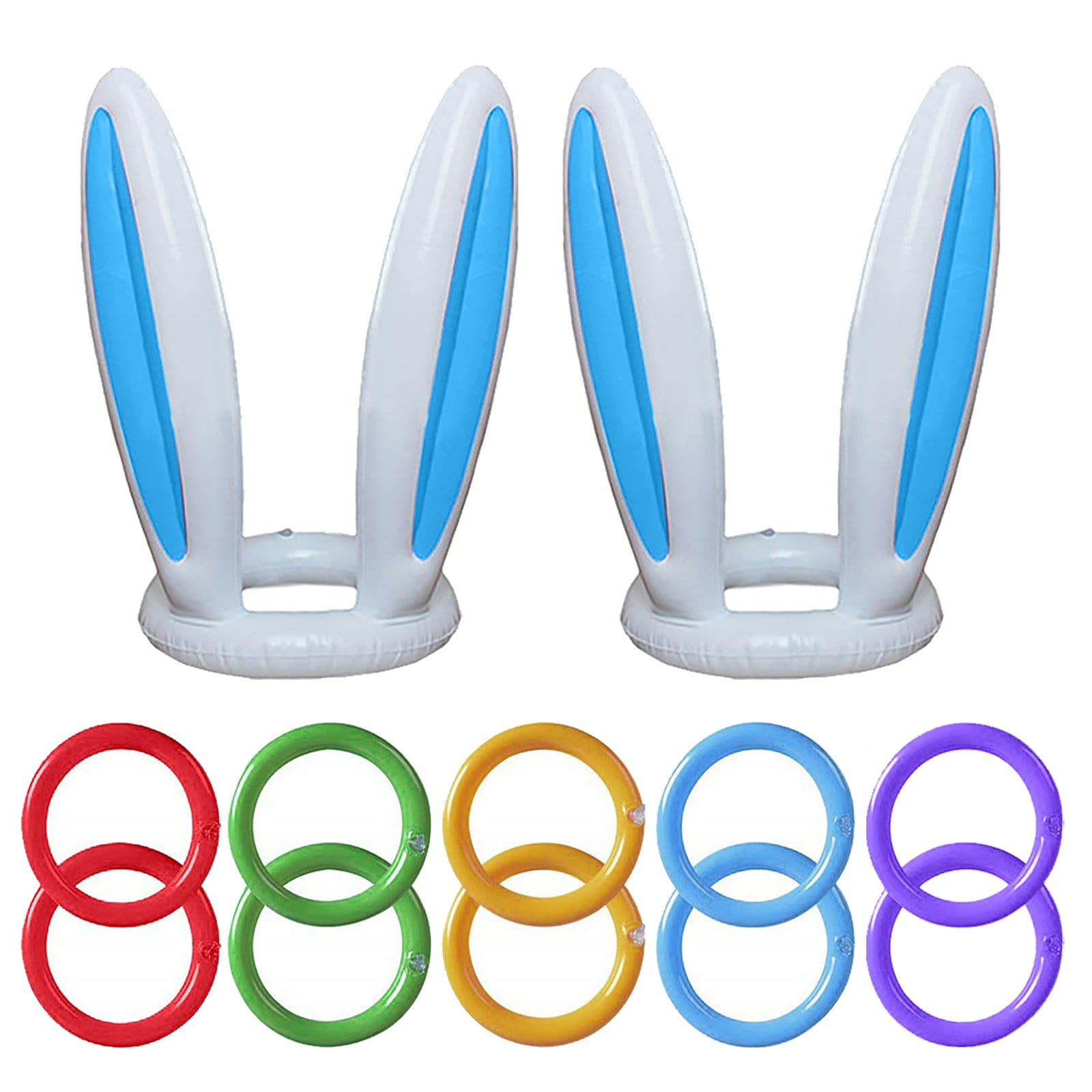 Livoty Inflatable Easter Bunny Rabbit Ears Hat & Ring Toss Easter Kids Game Toy Gift 