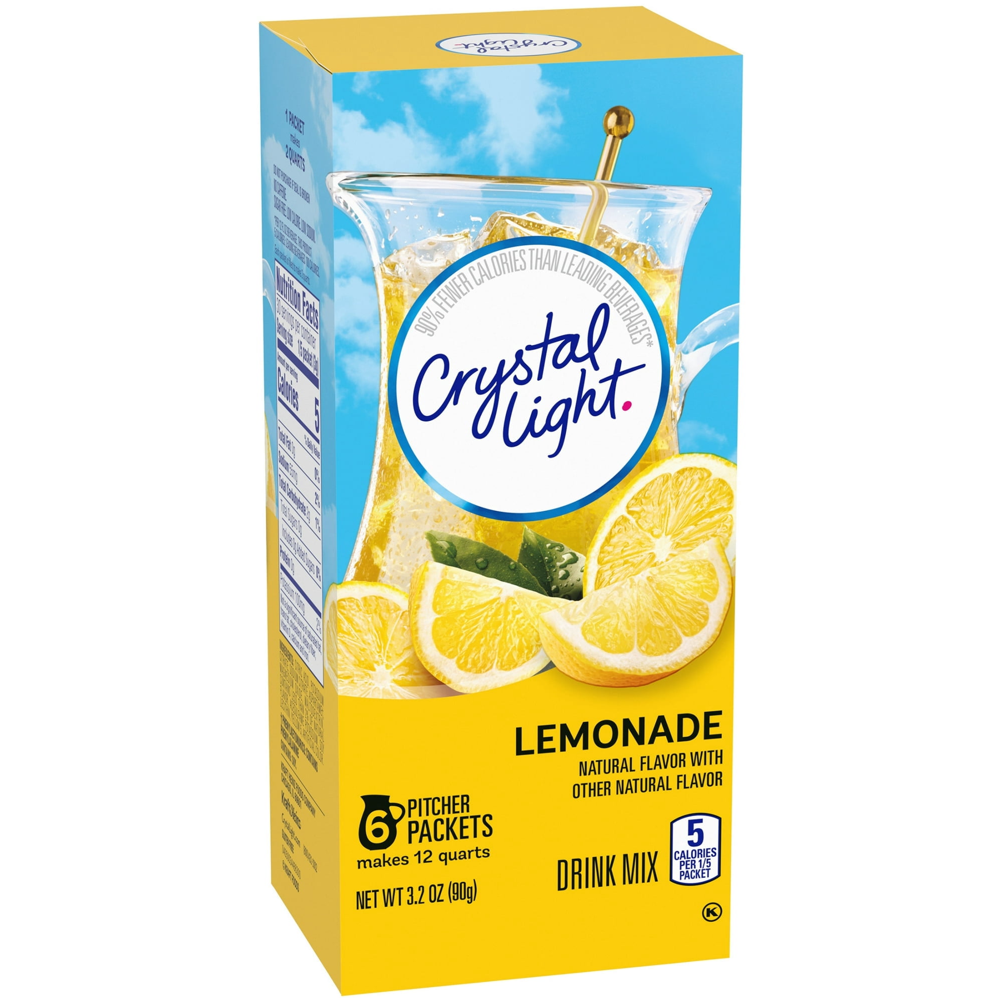 Crystal Light Lemonade Sugar Free Drink Mix Caffeine Free, 6 ct Pitcher Packets, 3.2 oz (Pack of 4)