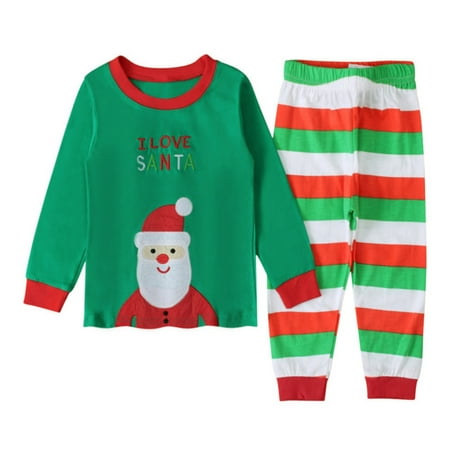 

GYRATEDREAM 1-7T Toddler Baby Kids Boys Girls Christmas Clothes Crewneck Long Sleeve Santa Pajamas Sleepwear T-Shirt Pants 2PCS