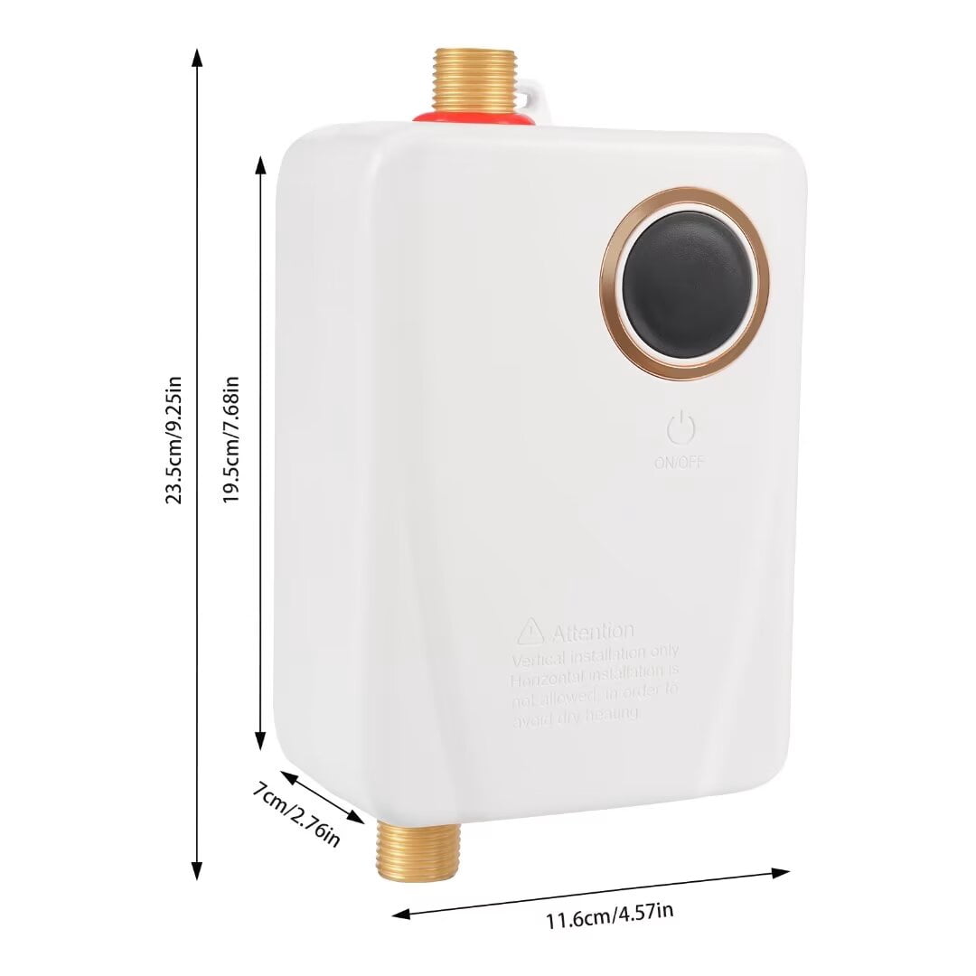 Electric Tankless Water Heater 3KW 110V Instant Water Heater for Kicthen LED Display Stainless Steel White