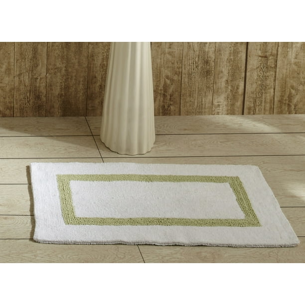 Better Trends Hotel Collection Bath Rug 21" X 34" White & Sage