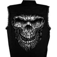 thumbnail image 4 of Hot Leathers GMD5237 Mens 'Shredder Skull' Black Sleeveless Denim Shirt 3X-Large, 4 of 5