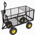 thumbnail image 3 of 4 in 1 Oversized Steel Dump Garden Cart 880 LBS Capacity All Terrain Utility Cart with Removable Liner Side Panels and Mesh Tray for Outdoor Lawn Patio Landscaping Black, 3 of 10