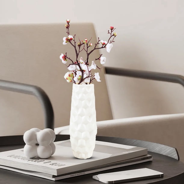 Jarrón decorativo de plástico - acabado vidriado imitativo para arreglos florales, 10,24" de alto, decoración para el hogar y armarios en tinta, blanco o verde