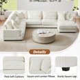 thumbnail image 6 of 129" Modular Sectional Sofa with Chaise Lounge, Oversized U-Shaped Couch with Pillows, Corduroy Cloud Sectional Couch for Living Room, Beige, 6 of 10