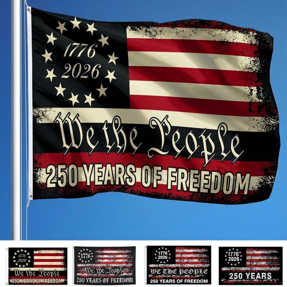 1776-2026 250Th Anniversary Flag, We The People, Us Flag , Black Fabric, Front Yard Decorations Outdoor, Patriotic Decor, 2*3/3*5FT, 1 Pc