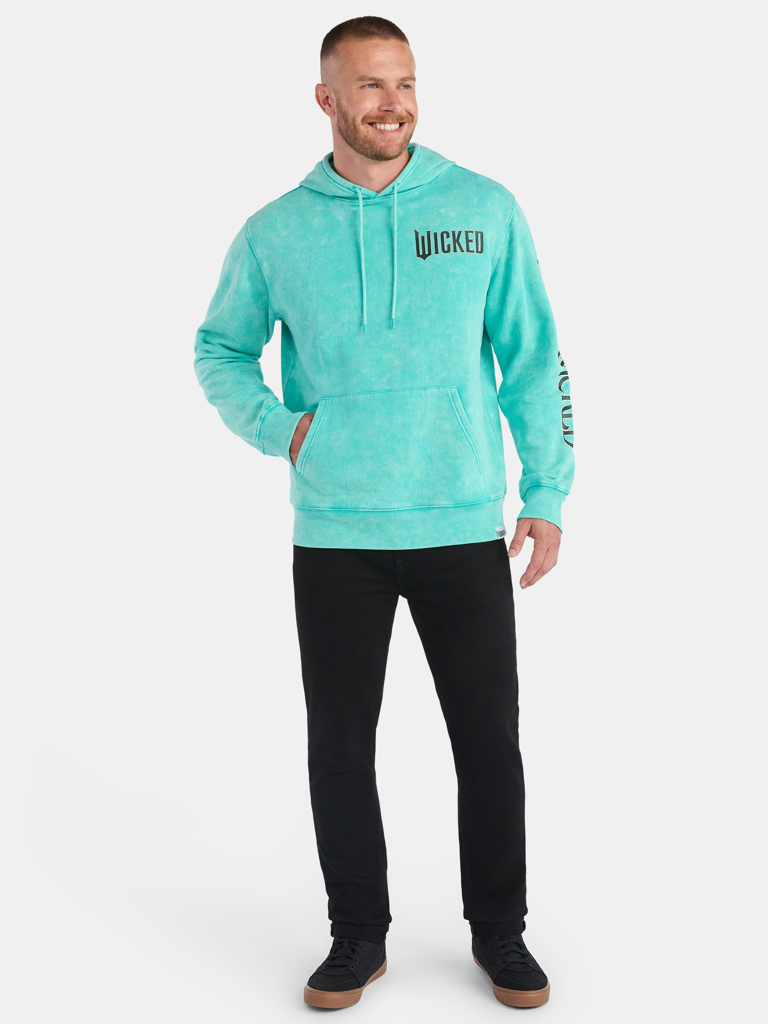 Wicked Men's and Big Men's Acid Wash Graphic Hoodie, Sizes S-3XL