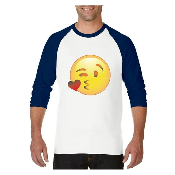 MmF - Mens Raglan Sleeve Baseball T-Shirts, up to Size 3XL - Emoji Winky Face