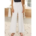 thumbnail image 2 of Womens Summer Casual Loose Wide Leg Palazzo Pants High Waist Flowy Beach Trousers Work Outfits, 2 of 8