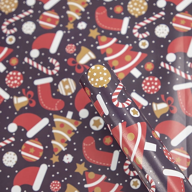 1PCs ( 70cmX50cm, 4.11 Square Feet)Single-sided Christmas Wrapping Paper, Classic Santa Claus And Other Patterns