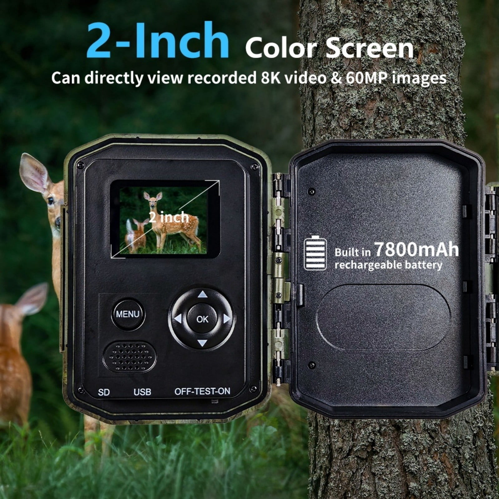 Trail Camera with WiFi & Solar Panel, Infrared Night Vision Game Camera with Motion Detection, High-Resolution Wildlife Camera for Outdoor Use