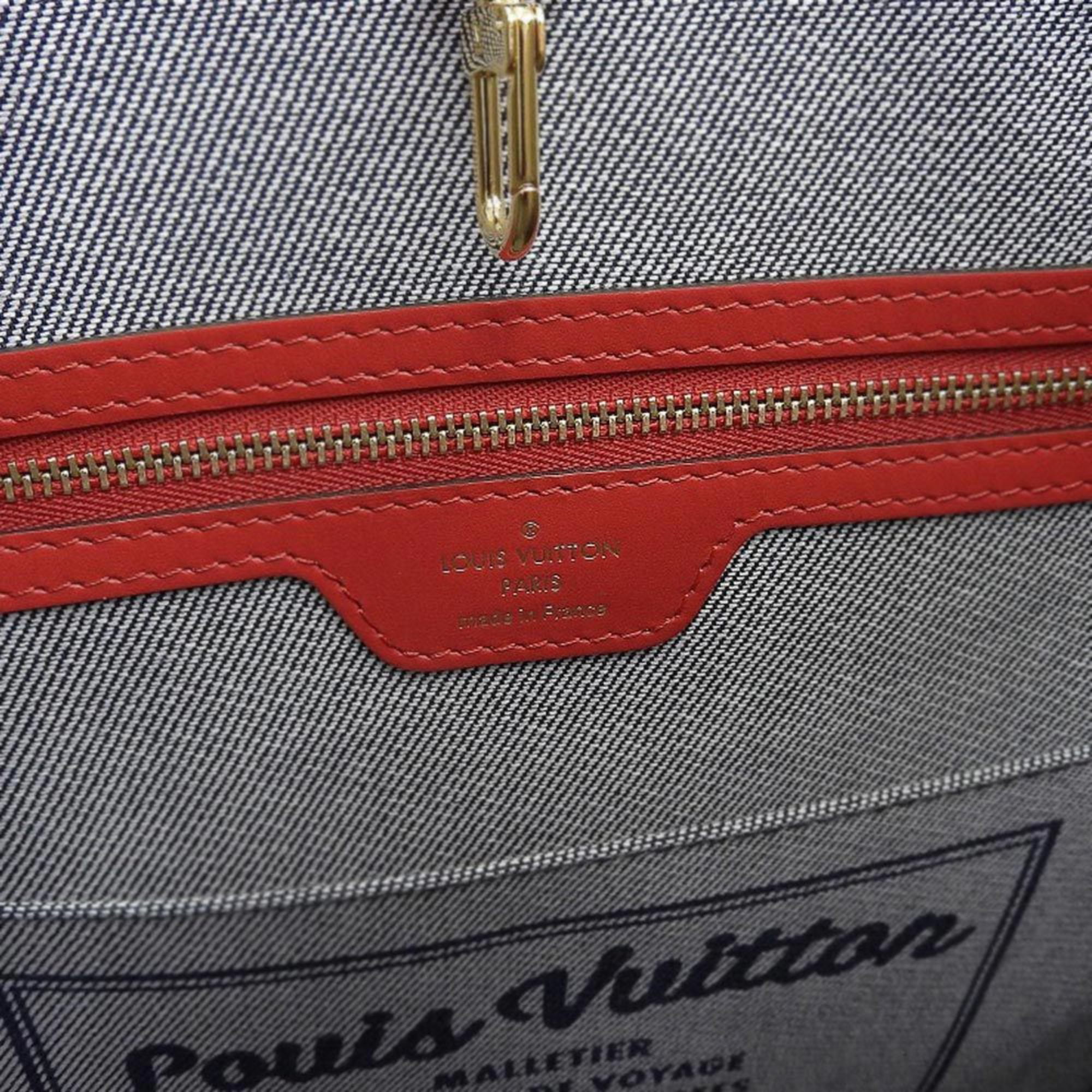 Pre-Owned Louis Vuitton LOUIS VUITTON Monogram Denim On The Go GM 2WAY Bag  Blue Red M44992 (Like New)