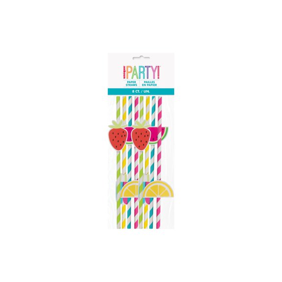 Unique Sweet Succulent Paper Straws w/Fruit 8pc