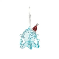 Holiday Oggy Octopus Glass Hanging Christmas Tree Ornament