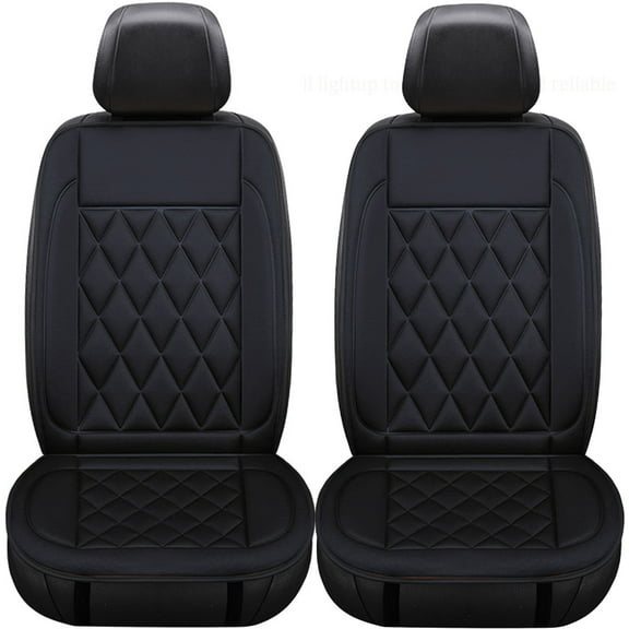 Heated Car Seat Cushion, Adjustable Temperature, PU Leather, Thermostat & Overheat Protection, Universal Fit for Cars Trucks Vans SUVs, Black,2PCS