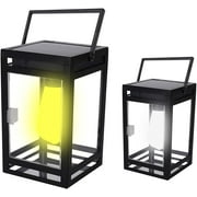 TECHKO LED Portable Black Solar Outdoor Hanging Lantern Amber or White Light