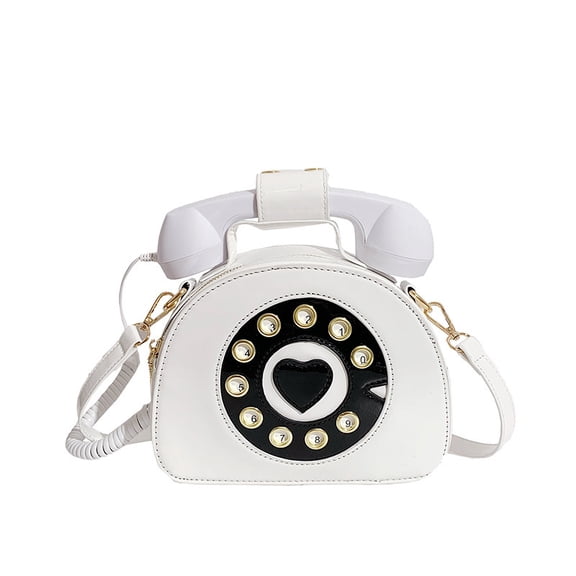 Novelty Telephone Crossbody Bag for Women, Colorful Creative PU Shoulder Bag - Funky Statement Handbag with Retro Phone Design, Daily Casual Matching