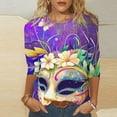 thumbnail image 2 of CKpwisy Womens Carnival T Shirts Dressy Fall Basic 3/4 Sleeve Crewneck Cute Tees Pullover 2025 New Round Neck Tunic Blouses Deal of The Day Prime Today, 2 of 5