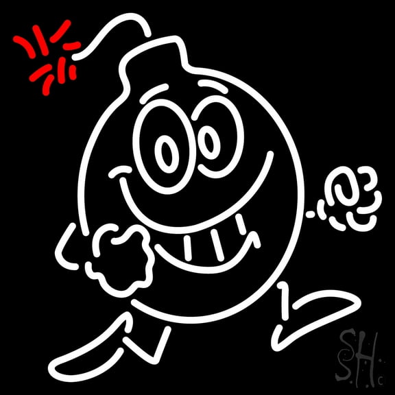 Fire Work Cartoon Logo LED Neon Sign 16 x 16 - inches, Clear Edge Cut Acrylic Backing, with Dimmer - Bright and Premium built indoor LED Neon Sign for special occasion decor.