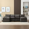 thumbnail image 2 of U-Shaped Sectional Sofa Couch Set, Modern Large Chenille Upholstered 4 Seater Sofa with Double Chaise and Padded Cushions, Modular Sectional Sofa Extra Wide Chaise Lounge for Living Room, Gray, 2 of 7