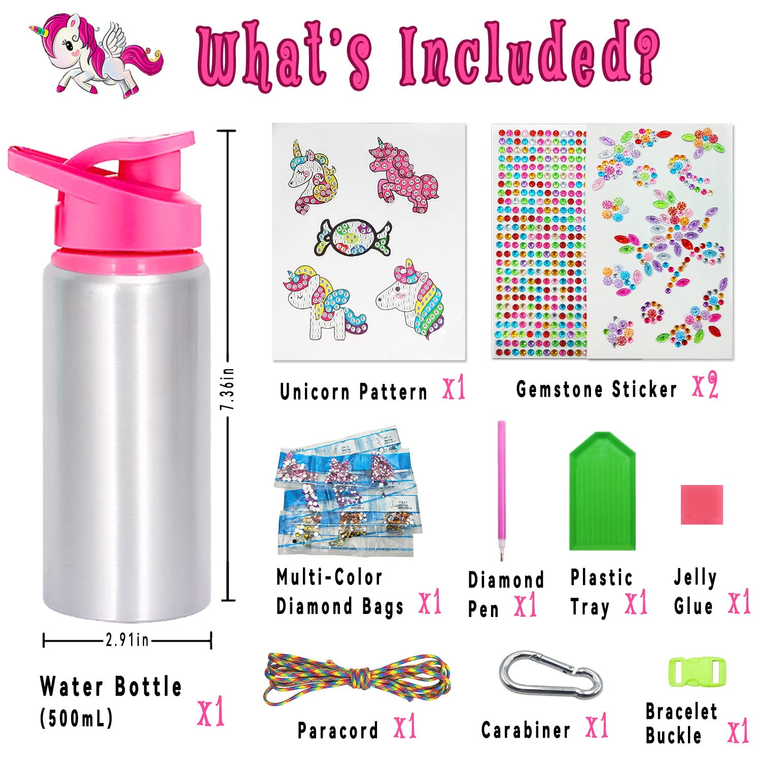 Best Gift Unicorn Aluminum Water Bottle DIY Art and Craft Kits Decorate and  Color Your Own Water Bottles for Girls 