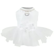 Dog Wedding Dress for Small Dogs, Pearl Decorated Pet Dress, Light Mesh Skirt, Sizes for Small Dogs, Great for Weddings and Special Occasions