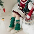thumbnail image 4 of NAISIBABY Kids Leg Warmers, Stretchy Loose Cute Bow Cotton Knitted Winter Christmas Knee High Socks for Girls Green Free Size, 4 of 5