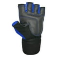 thumbnail image 6 of Weightlifting Gloves with Integrated Wrist Wrap Support Half Finger Body Building Gym Glove Blue X-Large, 6 of 7