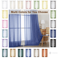 thumbnail image 6 of MKHILL Royal Blue Sheer Curtains 120 Inches Long 2 Panels Set, Light Filtering Privacy for Living Room/Bedroom, Semi Transparent Voile Rod Pocket Window Treatment, Each 42" W x 120" L, 6 of 9