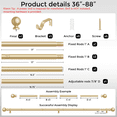 thumbnail image 4 of HEI DEAR 1" Gold Round Ball Adjustable Single Curtain Rod for Windows,36-88", 4 of 7