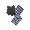 thumbnail image 4 of Womens Flannel Pajamas Sets - Cotton Knit Top, Plaid Flannel Lounge Pants Holiday PJ Set for Women - Black - 1X, 4 of 9