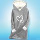 thumbnail image 2 of TaTaai Fashion Women's Valentine's Day Printed Hooded Sweatshirt, Thickened Long-Sleeve Casual Top, Soft Fabric for Winter Spring Daily Home Work Wear Gift, 2 of 5