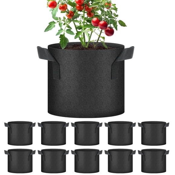 Bolsas para cultivo de plantas HealSmart, paquete de 10, 3 galones, con asas, negras