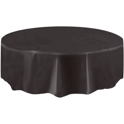 Black Plastic Party Tablecloth Round, Black Round Table Covers