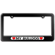My Bulldog Love with Hearts License Plate Frame