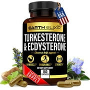 Earth Elixir Turkesterone 1000mg and Ecdysterone 1000mg Supplements (180 Capsules) - Made In USA - Max Purity - Zero Fillers  Gluten Free - Non GMO Vegan - Ajuga Turkestanica - 95% Beta Ecdysterone
