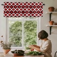 thumbnail image 5 of Moroccan Pattern Window Valance Curtain Black Red Geometric Trellis Rod Pocket Short Curtain for Living Room, Bedroom & Kitchen Window Decor 60x18in, 5 of 8