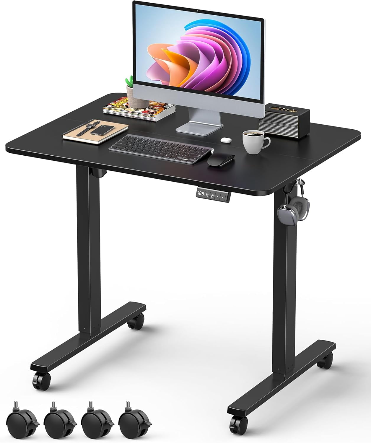 Atlantic Sit Stand Height Adjustable Desk with Side Crank and