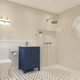 thumbnail image 2 of Ayna Decors Rooh 24 in Navy Blue Bathroom Vanity Set with White Quartz Countertop and Brass Faucet | Pop-Up Drain and P-Trap Included | Brushed Nickel Hardware | AVR24NB3022, 2 of 10