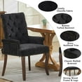 thumbnail image 3 of Tufted Dining Chairs with High Back,Neutral Fabric Upholstered Kitchen Chair with Rustic Solid Wood Legs,Farmhouse Side Chairs with Arms Nailhead Trim for Dining Room (Black, 1PC), 3 of 14