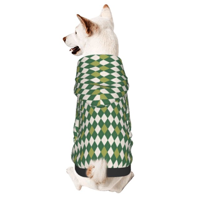 Fotbe Light Green Squares Sudadera con Estampado para Perros Pequeños – Suéter con Capucha para Mascotas, Tela Suave de Forro Polar con Bolsillo-Small