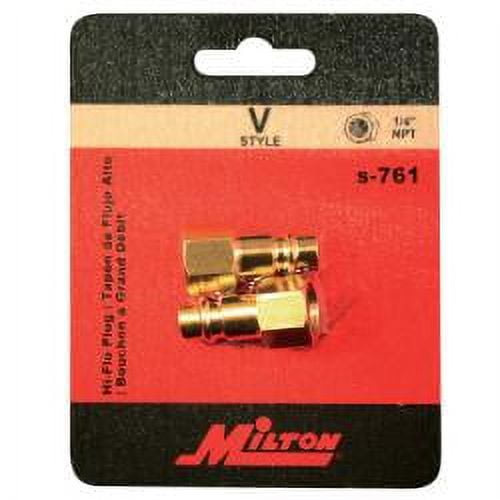 MILTON INDUSTRIES INC HI-Flo V-Style 1/4"FNPT Brass Plug(2/cd)