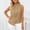 *Khaki, variant on ClodeEU Women's Pleated Mandarin Collar Sleeveless Button Top ,Solid Color Casual Blouse Black,Womens Plus L
